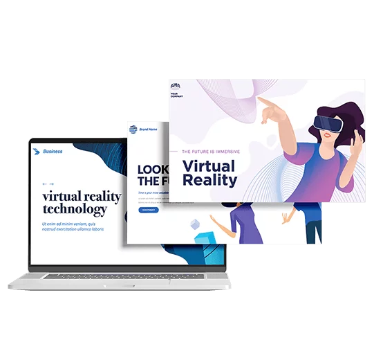 Mehrere Bildschirme eines Laptops enthalten moderne Webdesigns